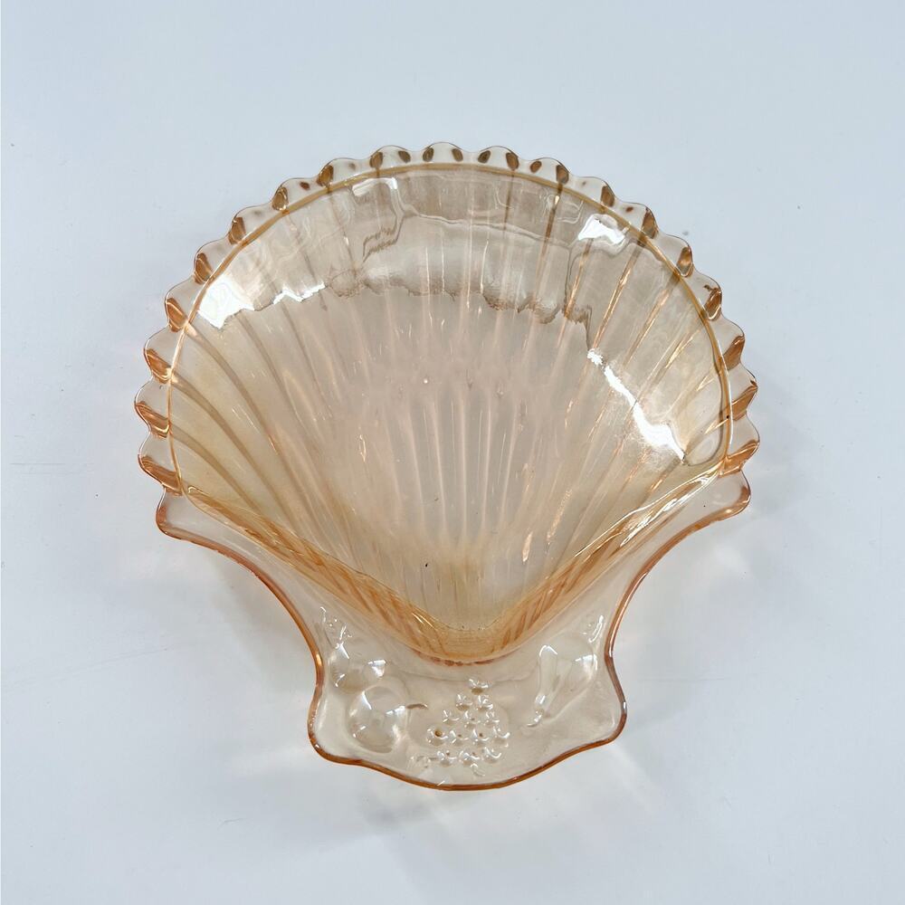 Vintage Marigold Carnival Glass Shell Trinket Soap Dish